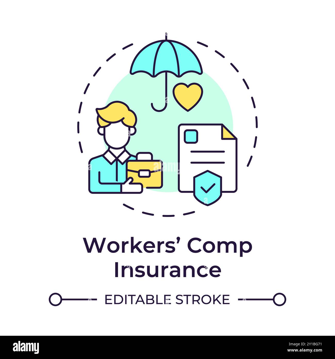 Workers compensation insurance multi color concept icon Stock Vector