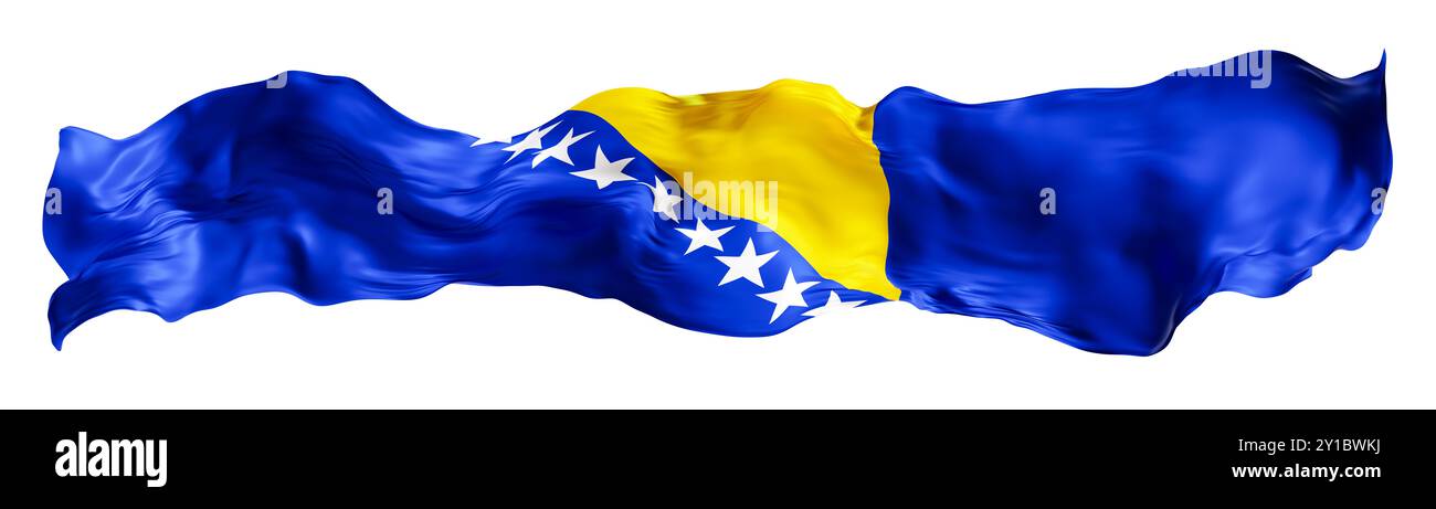 Stylized flag of Bosnia and Herzegovina waving in wind, isolated on ...