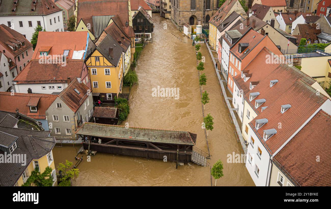 Historic flooding of the old town in Amberg, Bavaria, Germany , 2013 ...