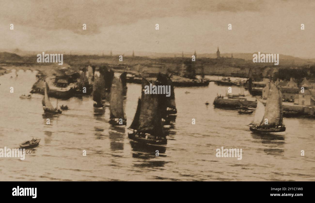 An early depiction of the Aberdeen fishing fleet, Scotland. Stock Photo