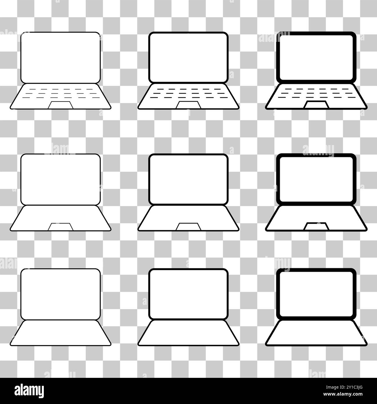 Set of laptop flat web icon, notebook computer technology symbol ...