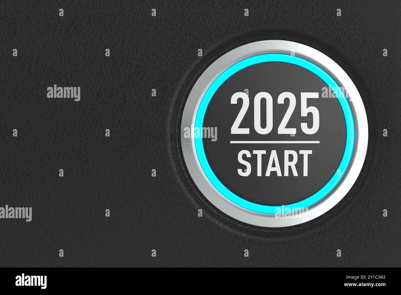 push button with tex 2025 on dark background. 3D illustration Stock Photo