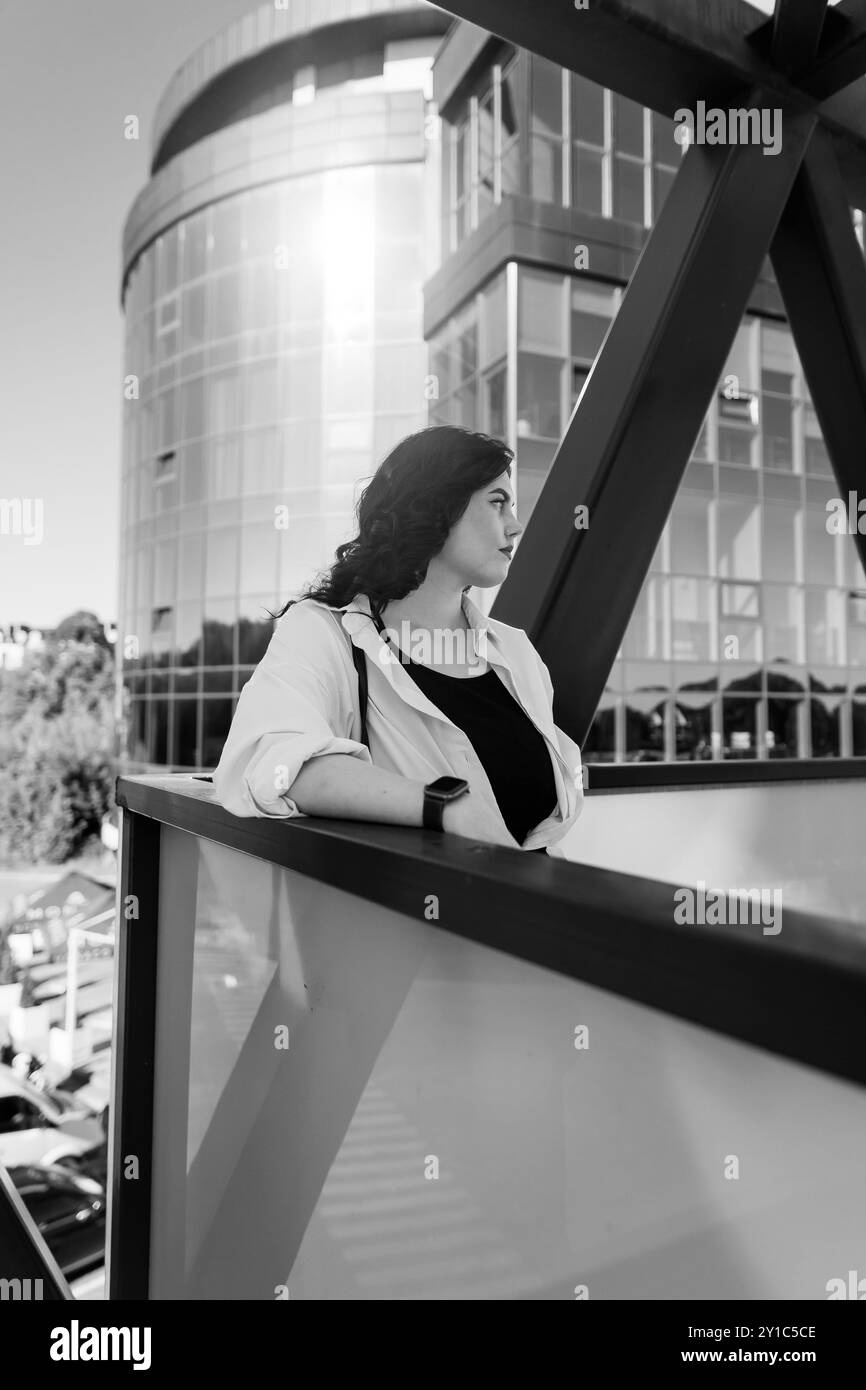 Reflecting glass woman Black and White Stock Photos & Images - Alamy