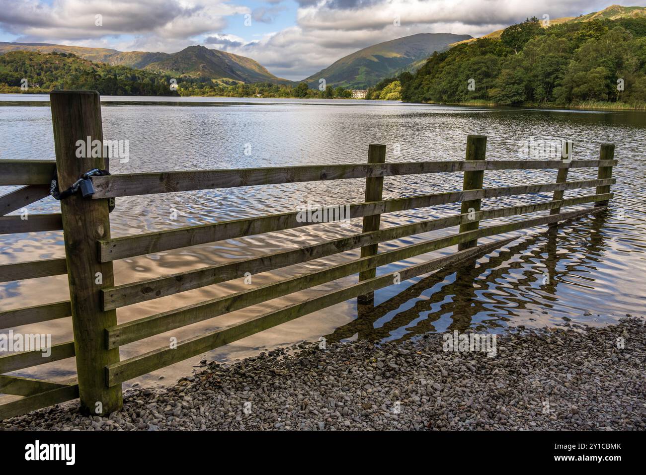 Calm waters on Grasmere lake in the Lake District.. Stock Photo