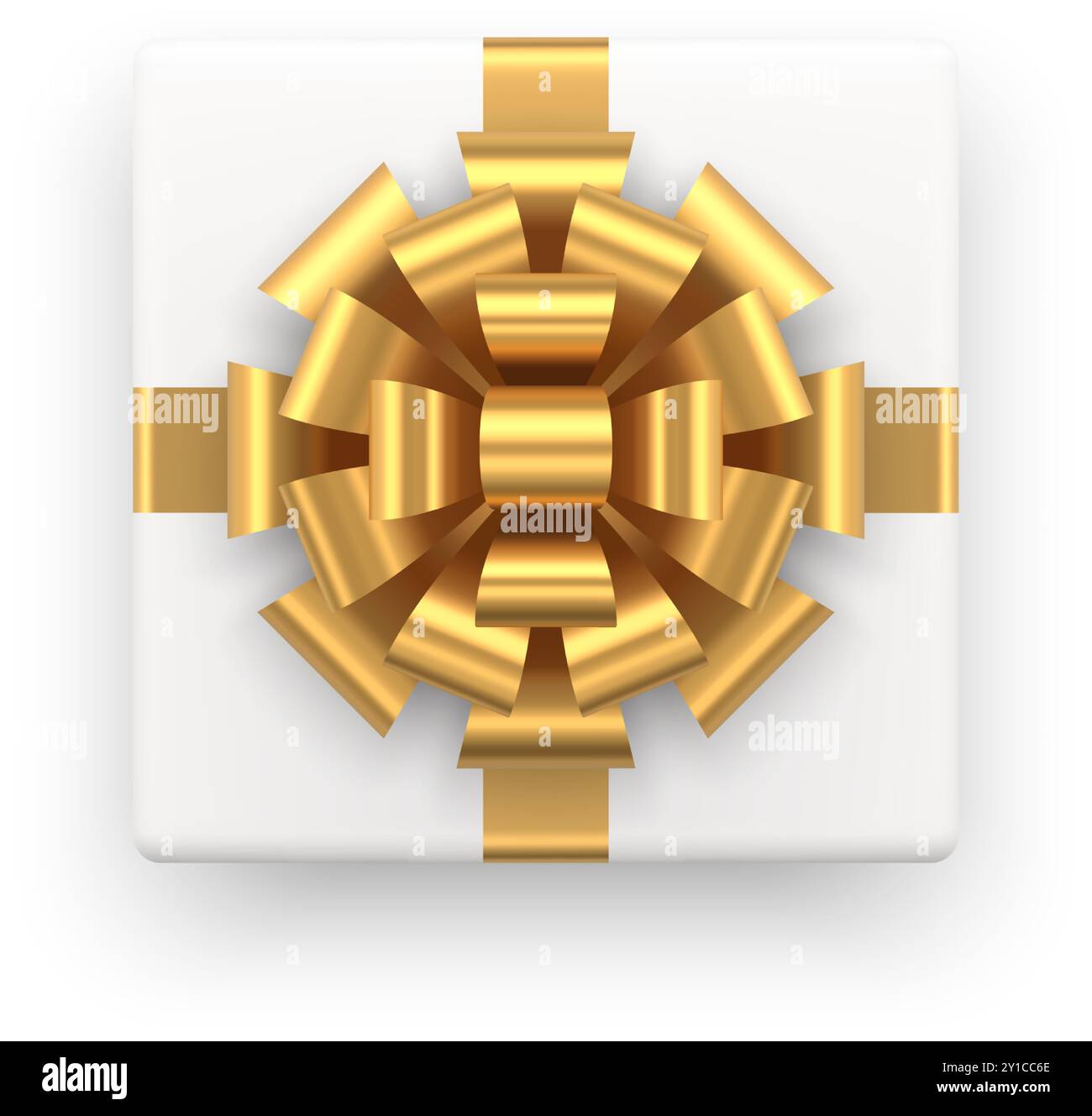 Bright amazing luxury squared white cardboard tied by metallic golden ...