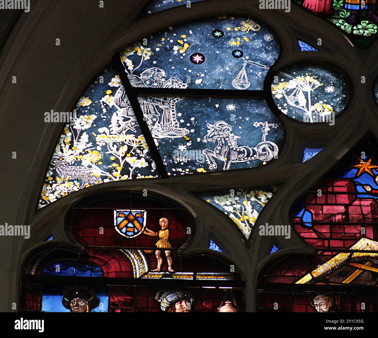 Stained glass zodiac aries hi-res stock photography and images - Alamy