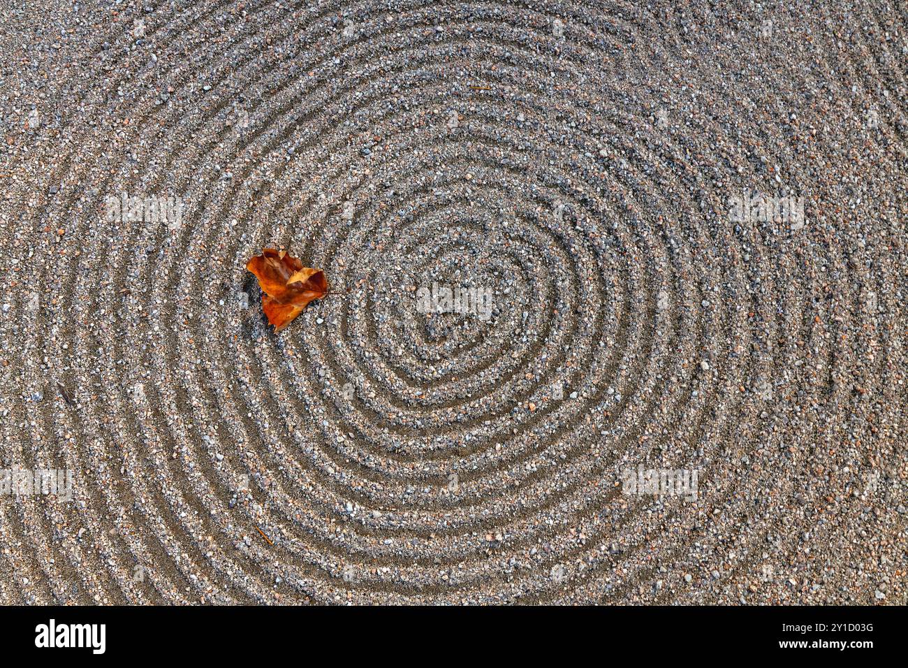 Circles in the Sand at Yuste Monastery in Spain Stock Photo