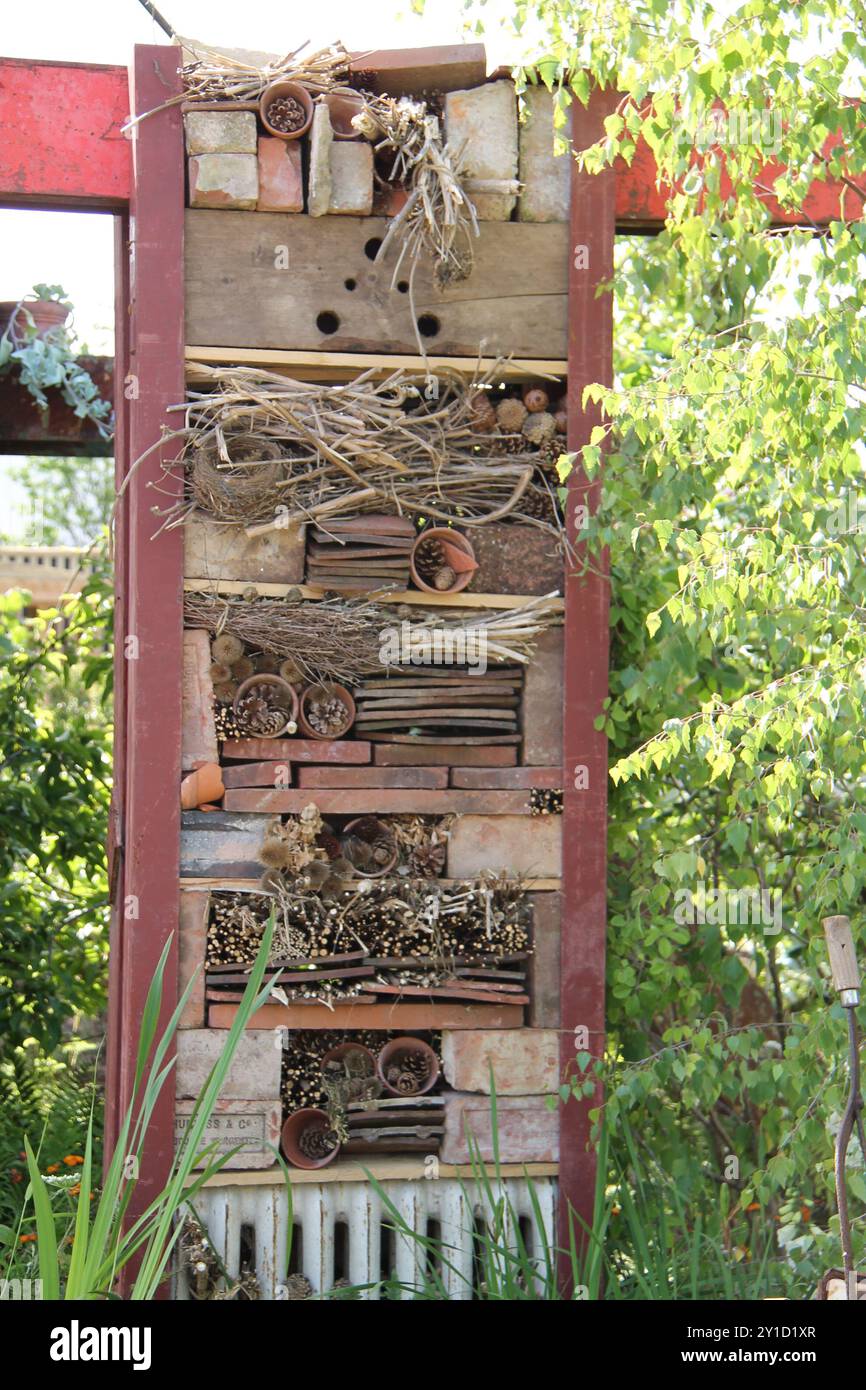 A Large Wildlife Bug House Built of a Variety of Materials Stock Photo ...