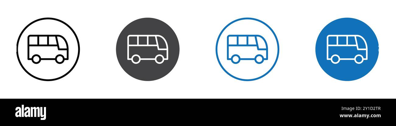 Bus icon Logo sign in thin line outline set and group collection Stock ...
