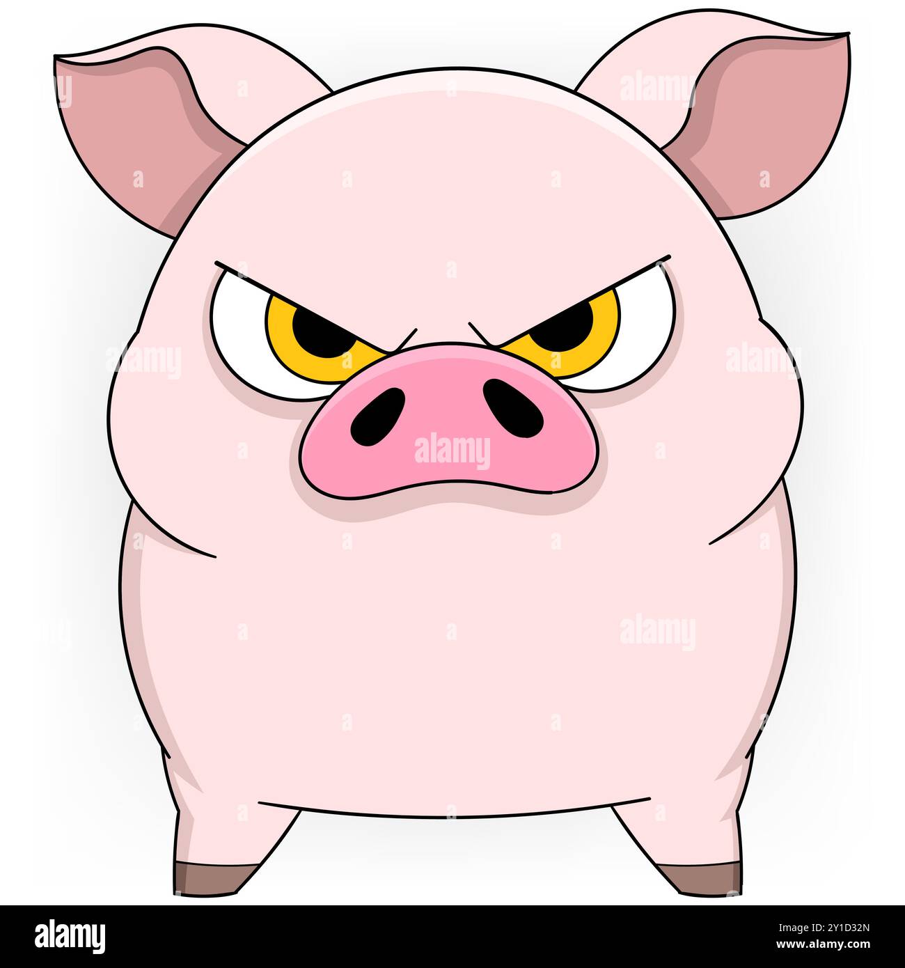 Illustration Of Cute Animal Doodle Image Fat Pig Showing Angry Face 