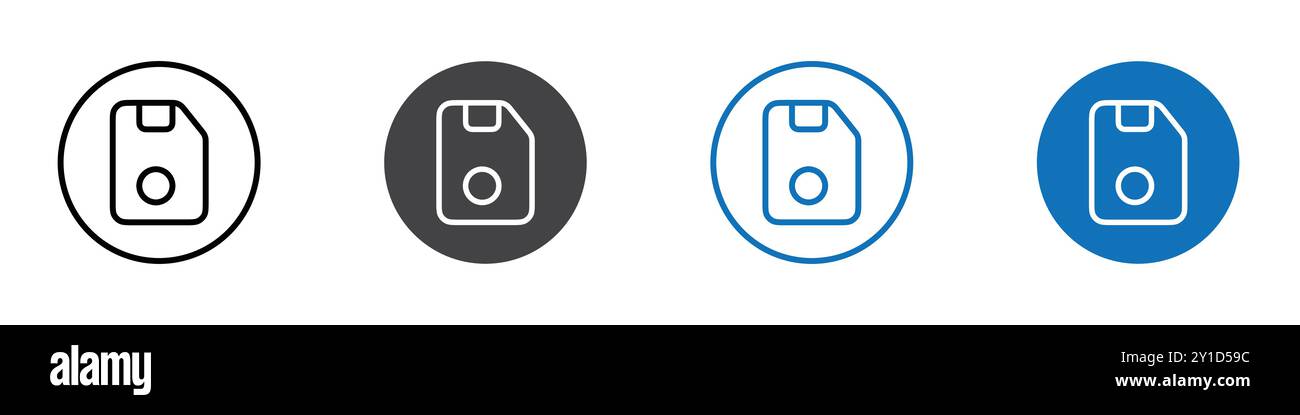 Floppy disk icon Logo sign in thin line outline set and group collection Stock Vector