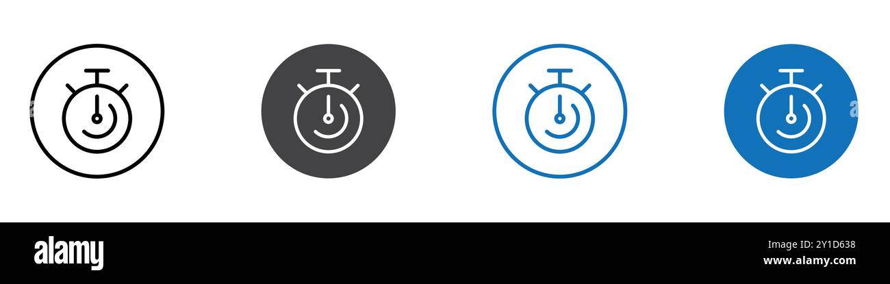 Stopwatch icon Logo sign in thin line outline set and group collection Stock Vector