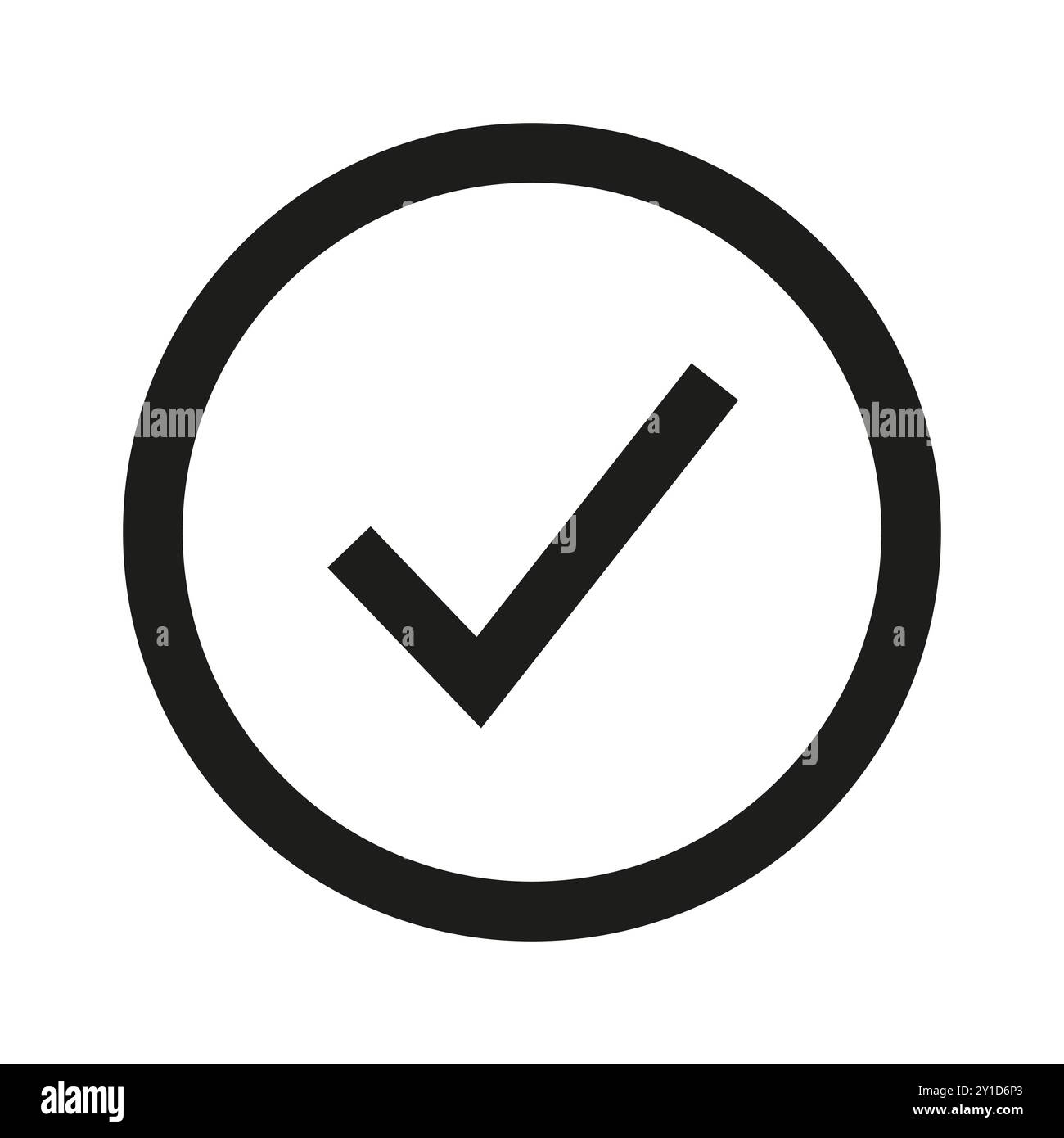 Checkmark icon vector. Simple black check inside circle. Approval ...