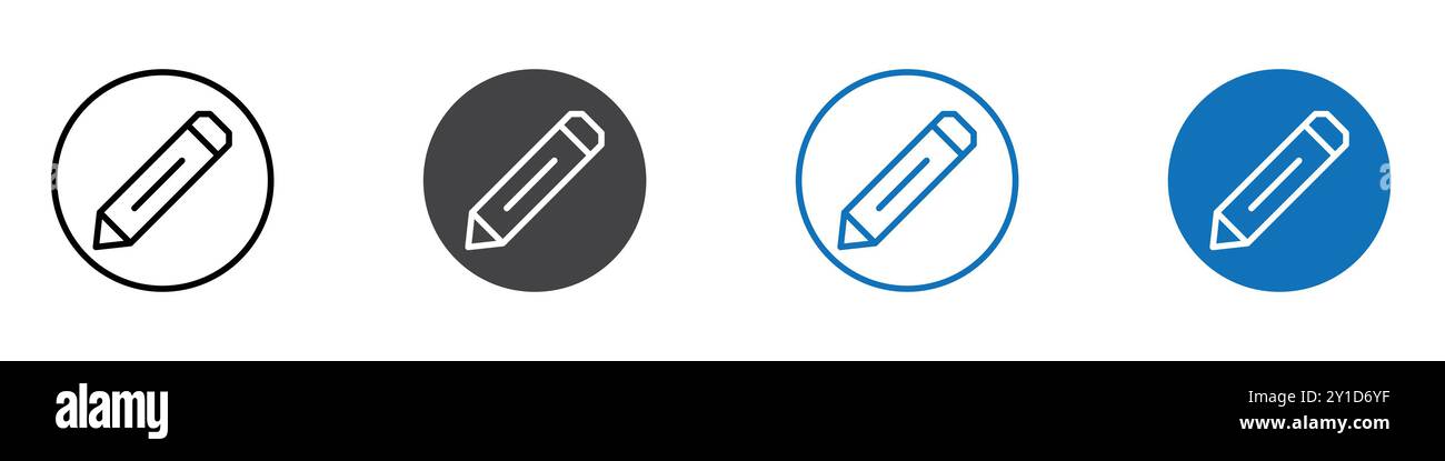 Pencil icon Logo sign in thin line outline set and group collection ...