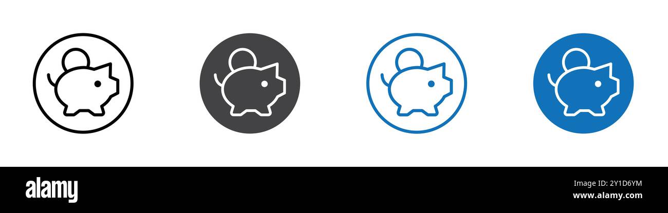 Piggy bank icon Logo sign in thin line outline set and group collection ...