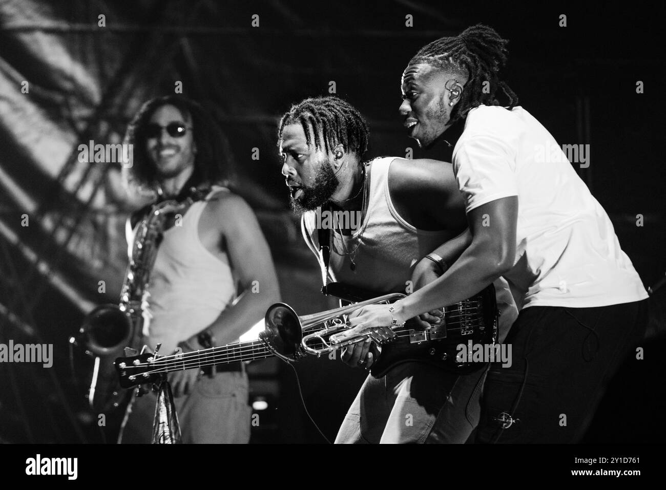 Molison EZRA COLLECTIVE, GREEN MAN FESTIVAL, 2024: TJ Koleoso (bass), Ife ...