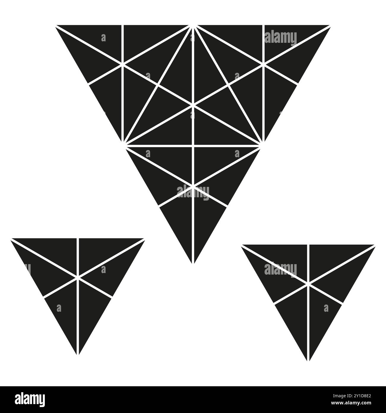 Geometric triangle icon. Abstract triangular shapes. Black and white pattern. Vector composition. Stock Vector