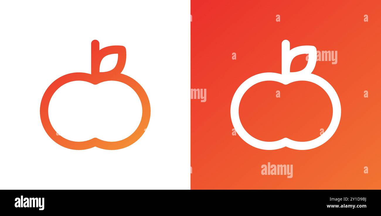 Minimal gradient apple icon. Back to school. Vector illustration, flat design Stock Vector