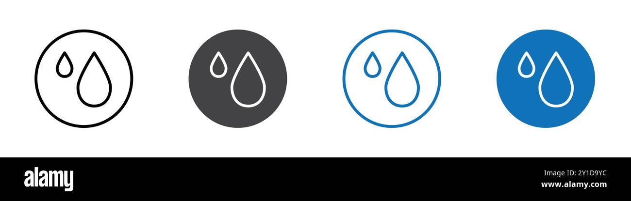 Water drops icon Logo sign in thin line outline set and group ...