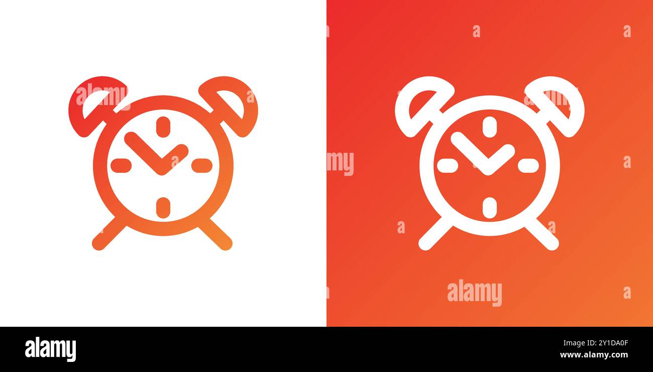 Minimal gradient alarm clock icon. Back to school. Vector illustration, flat design Stock Vector