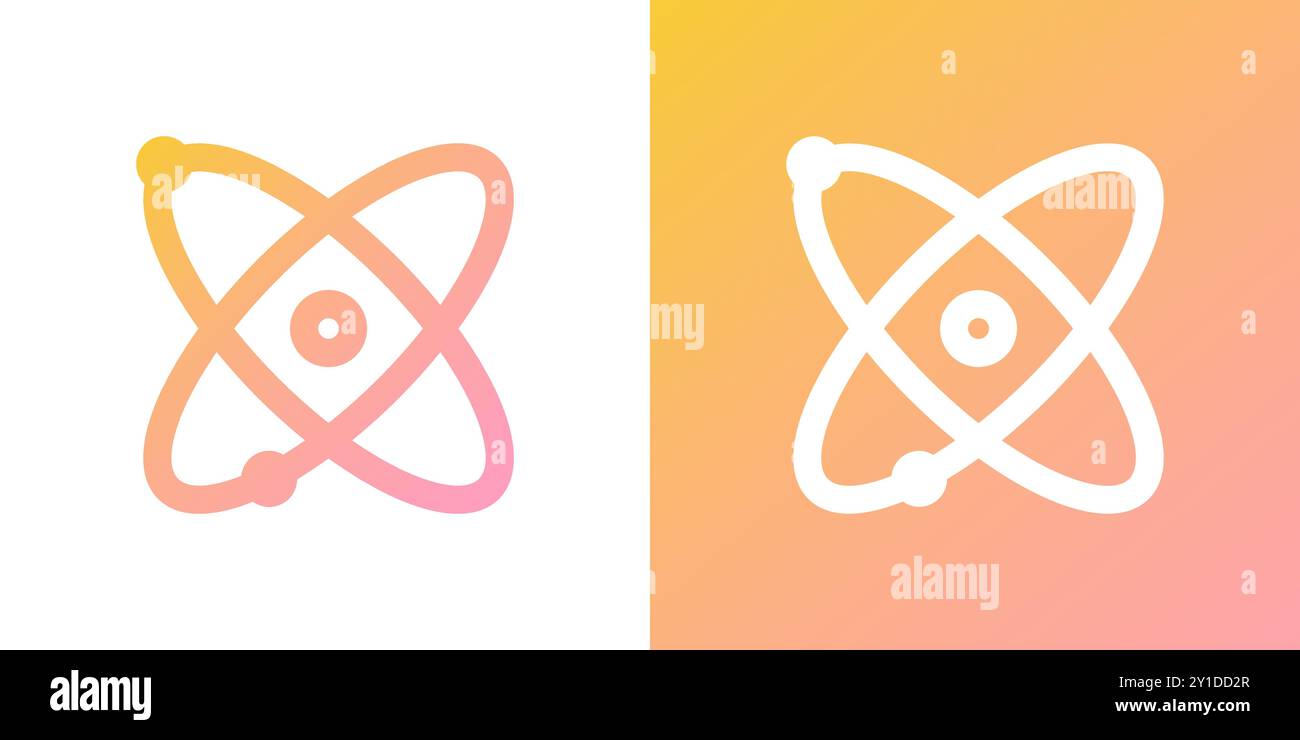 Minimal gradient atom icon. Back to school. Vector illustration, flat design Stock Vector