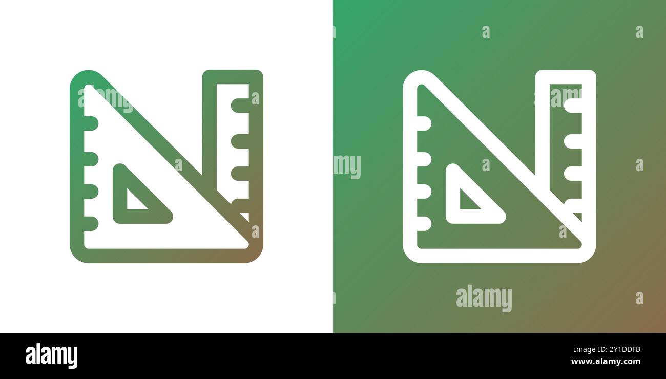 Minimal gradient squad ruler icon. Back to school. Vector illustration, flat design Stock Vector