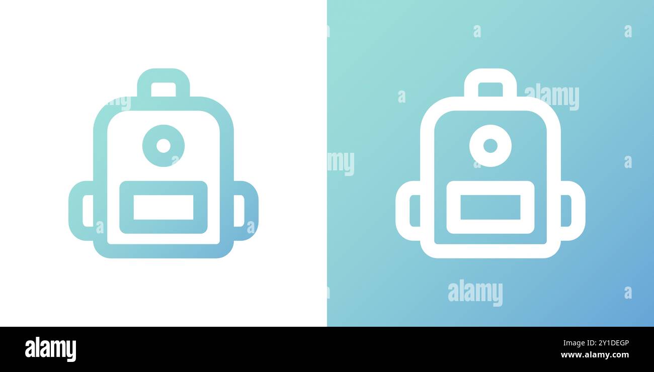 Minimal gradient backpack icon. Back to school. Vector illustration, flat design Stock Vector
