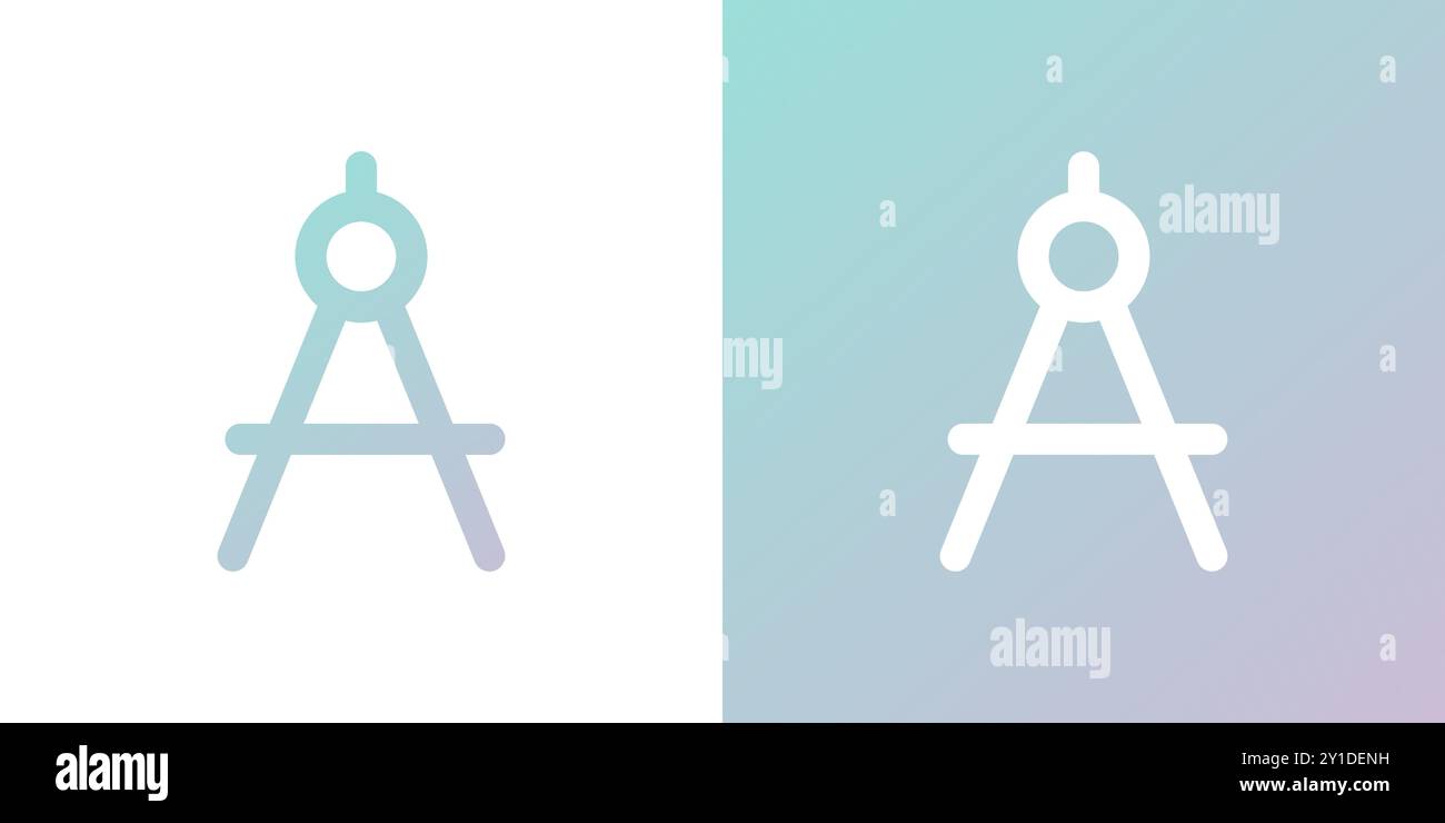 Minimal gradient compass icon. Back to school. Vector illustration, flat design Stock Vector