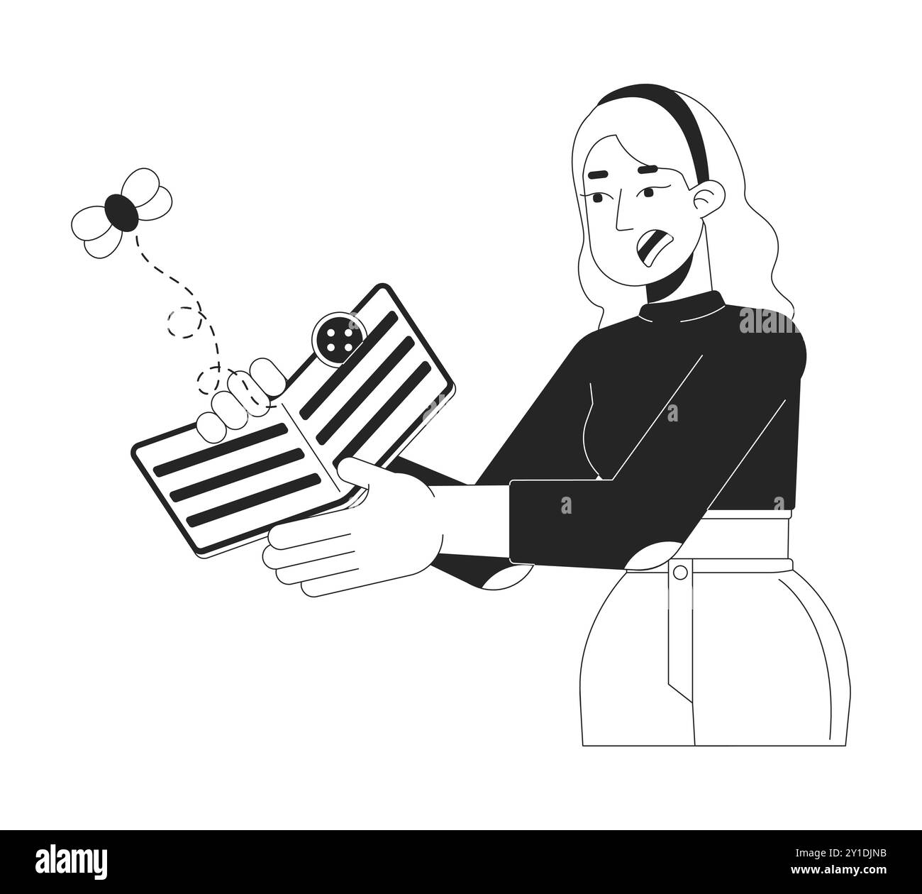 Financial Vulnerability Cartoon Financial insecurity black and white cartoon flat illustration Stock ...