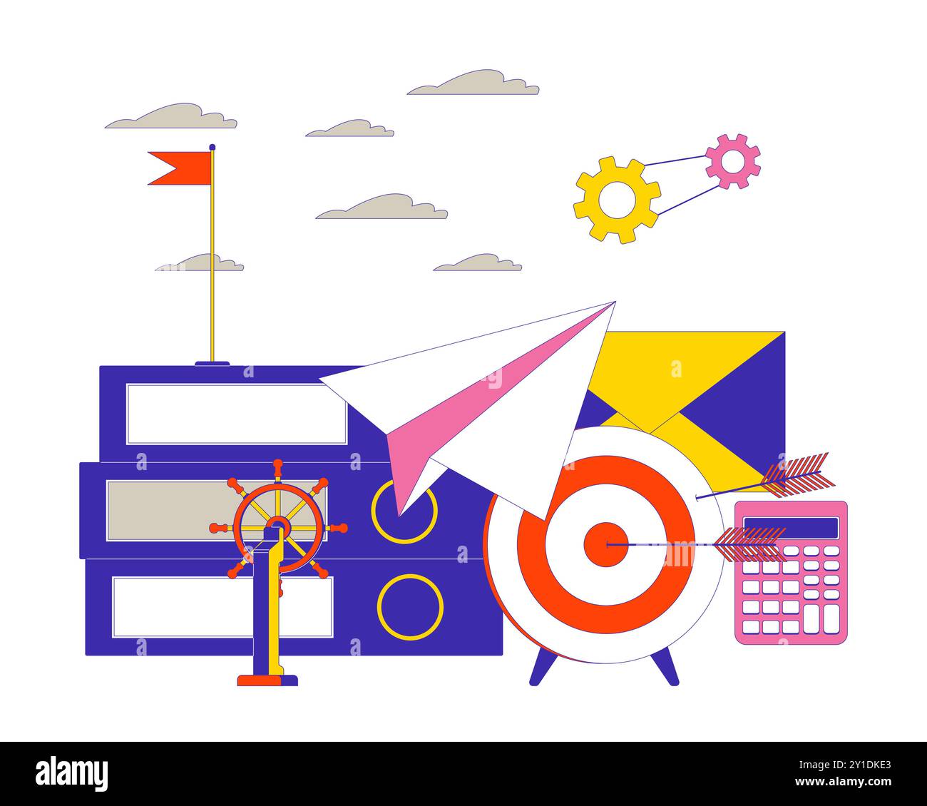 Business success 2D linear illustration concept Stock Vector