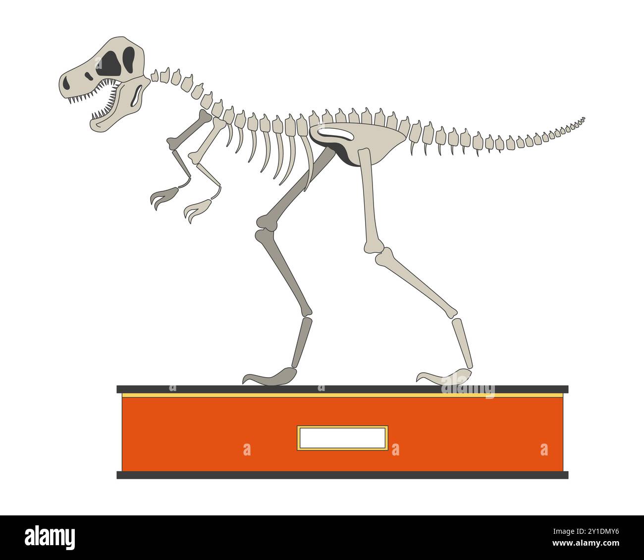 Tyrannosaurus rex fossil 2D linear cartoon object Stock Vector Image ...