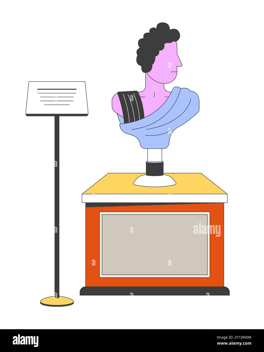 Greek statue bust exhibition 2D linear cartoon object Stock Vector ...