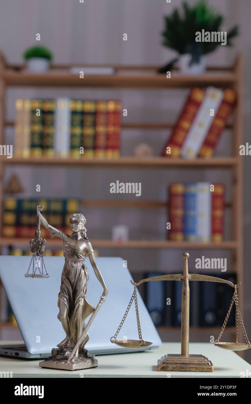 Lady Justice Statue Placed on Lawyer Desk in Legal Consulting Office ...