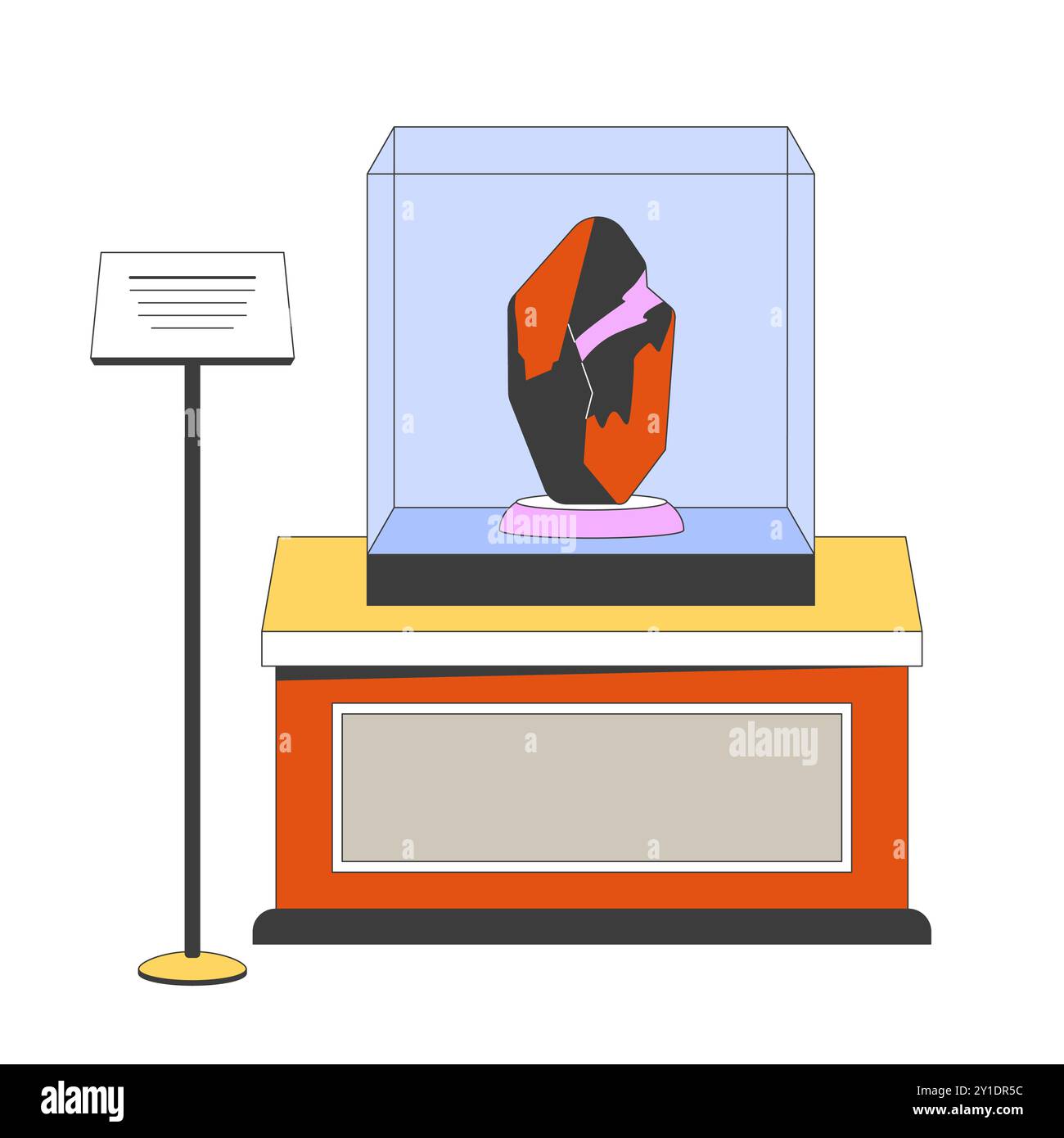 Antique gem exhibit 2D linear cartoon object Stock Vector