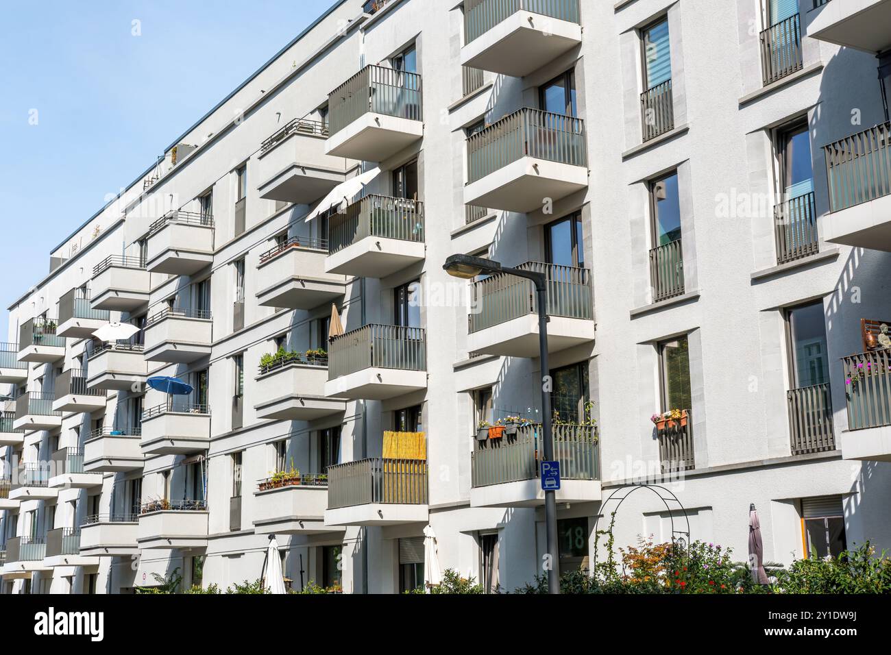 New white apartment building seen in Berlin, Germany Stock Photo - Alamy