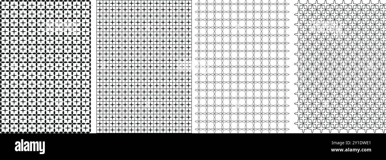 Seamless Geometric Abstract Vector Pattern Background, Unique Endless Gray and White Prints, Modern Textile Pattern Set For Fabrics. Stock Vector