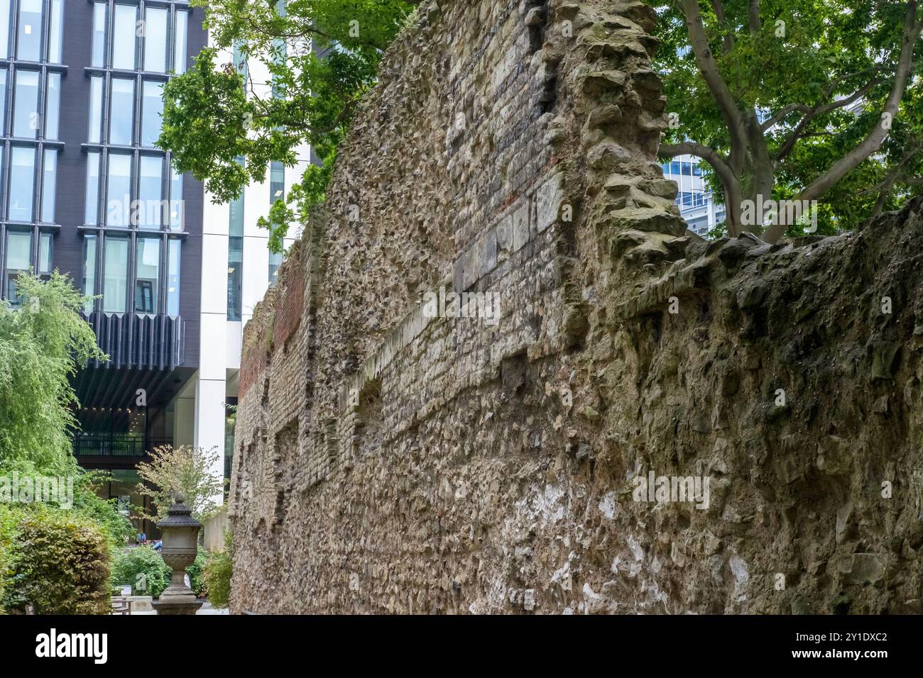 London Wall, originally a Roman construction in AD 200, the section ...