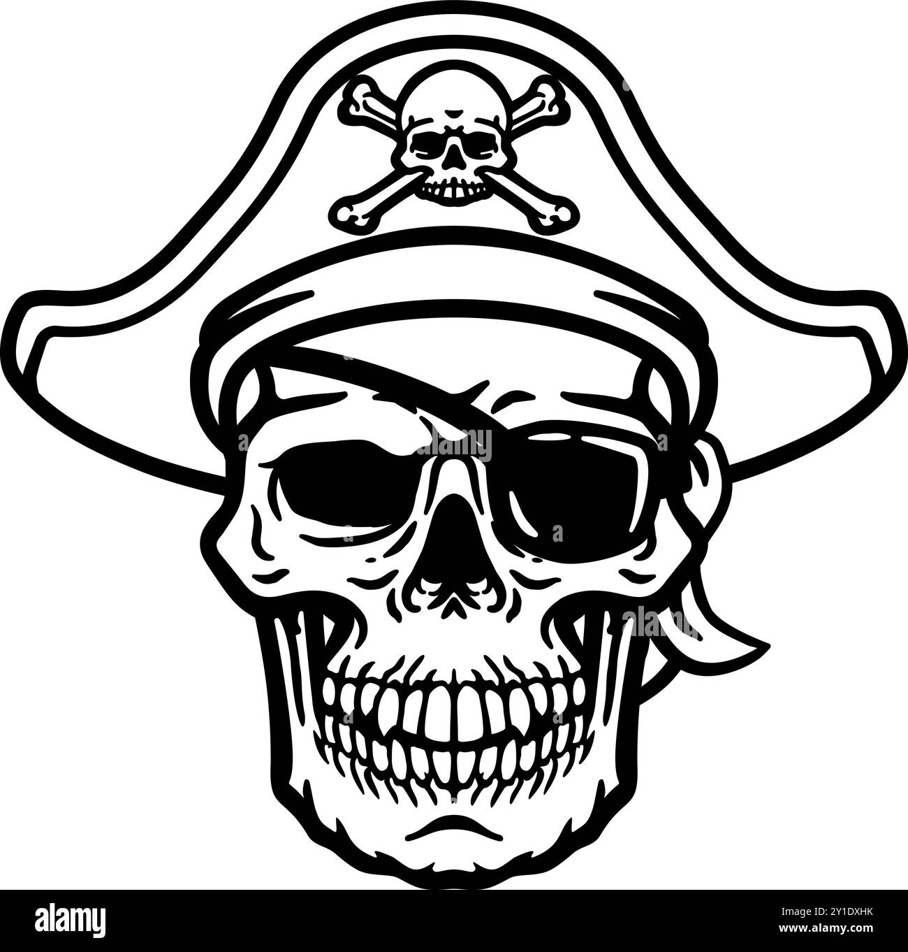 Pirate Hat Skull and Crossbones Cartoon Stock Vector Image & Art - Alamy