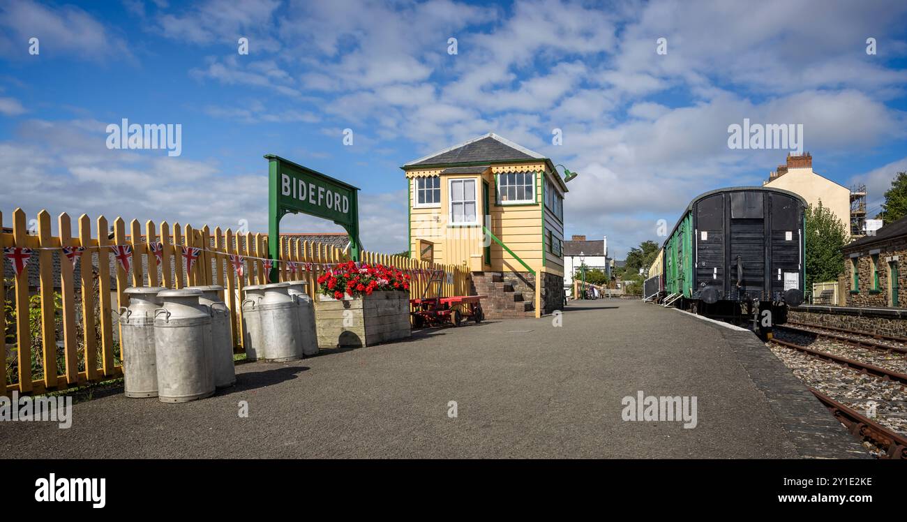 Vintage Signal Box And Railway Carriages At Bideford Heritage Railway vintage-signal-box-and-railway-carriages-at-bideford-heritage-railway