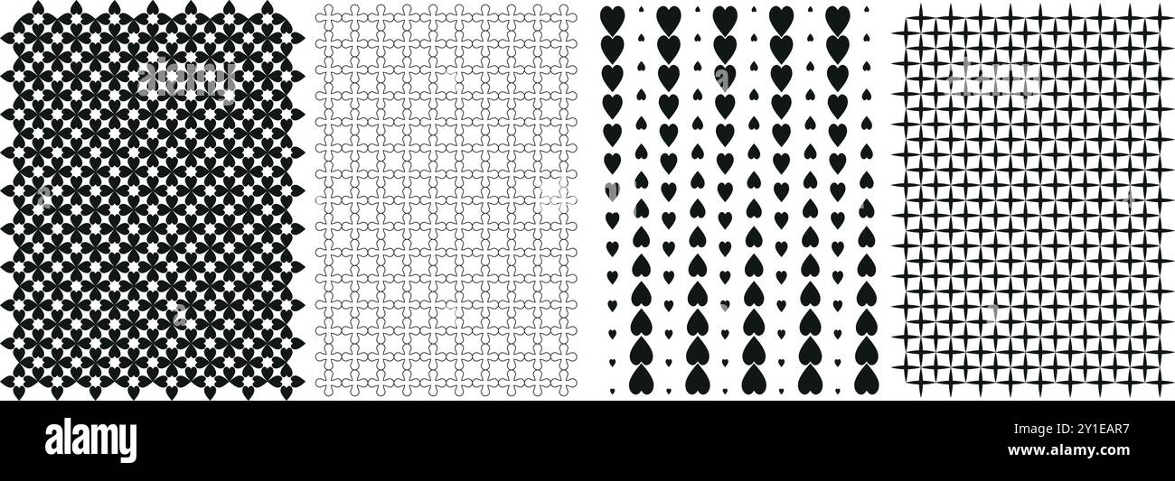 Seamless Geometric Abstract Vector Pattern Background, Unique Endless Gray and White Prints, Modern Textile Pattern Set For Fabrics. Stock Vector