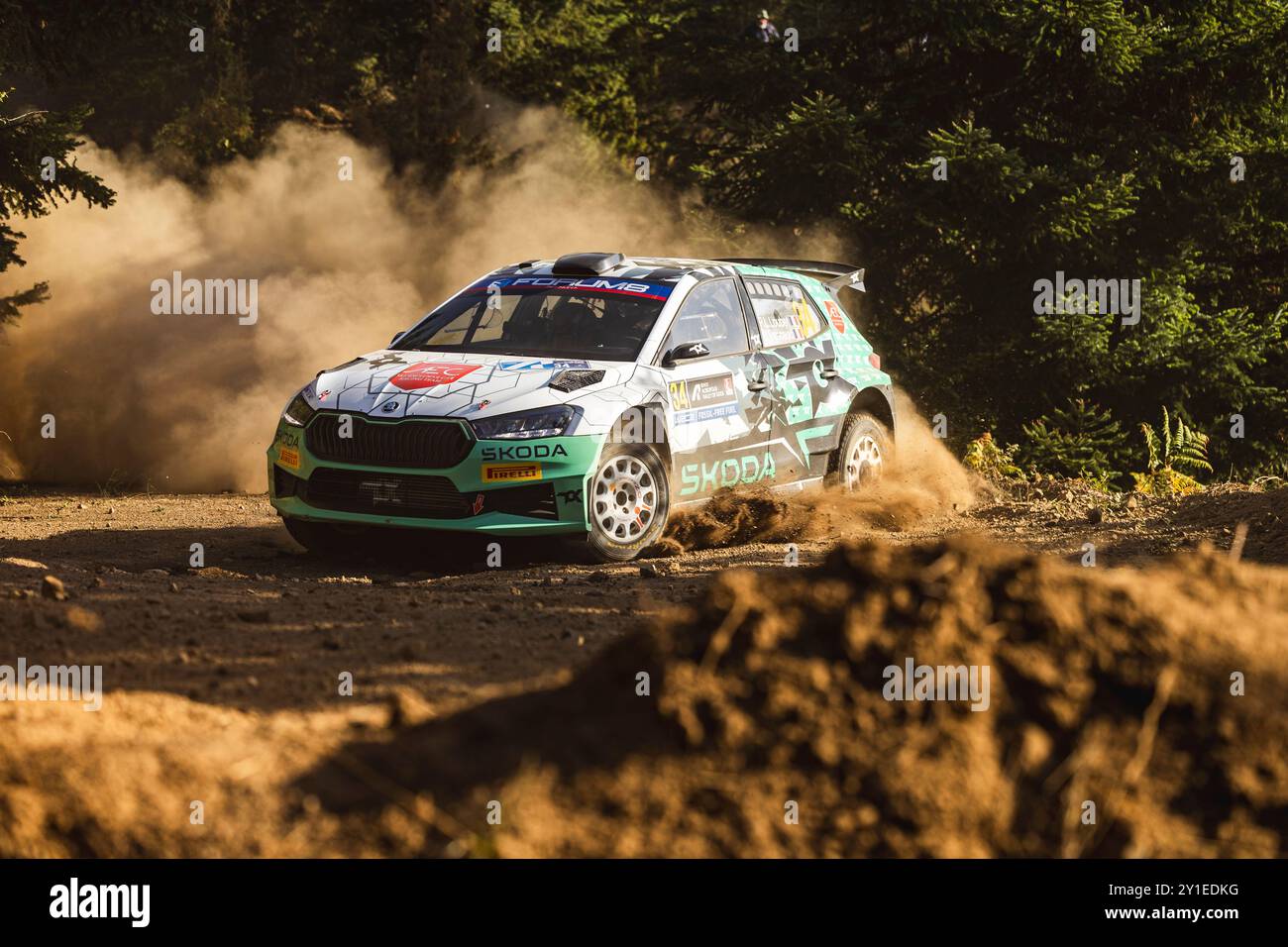 34 LOUBET Pierre-Louis, PASCAUD Loris, Skoda Fabia RS Rally2, action during the Acropolis Rally, Greece. , . WRC World Rally Car Championship, from September 1 to 4, 2024 at Lamia, Greece - Photo Nikos Katikis/DPPI Credit: DPPI Media/Alamy Live News Stock Photo