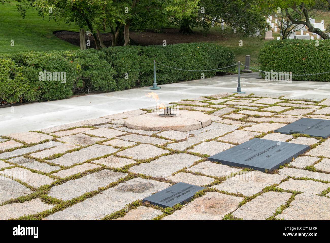 President John F Kennedy grave site Arlington Cemetery, Virginia, Washington DC USA Stock Photo