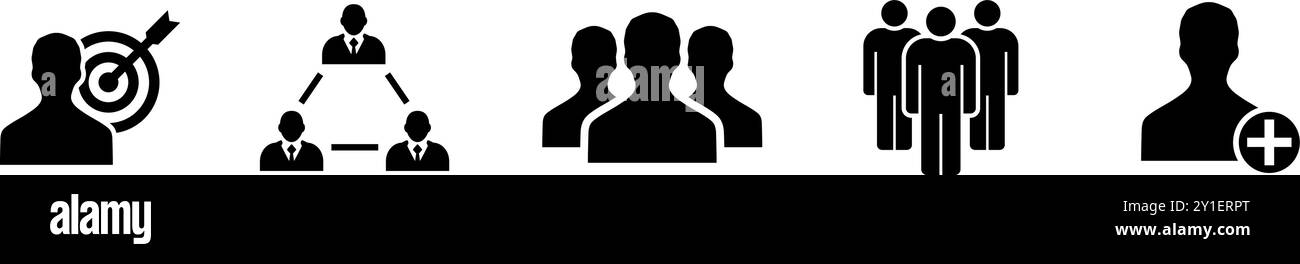 Team marketing recruiting symbols employee and networking business vector illustration icon set Stock Vector