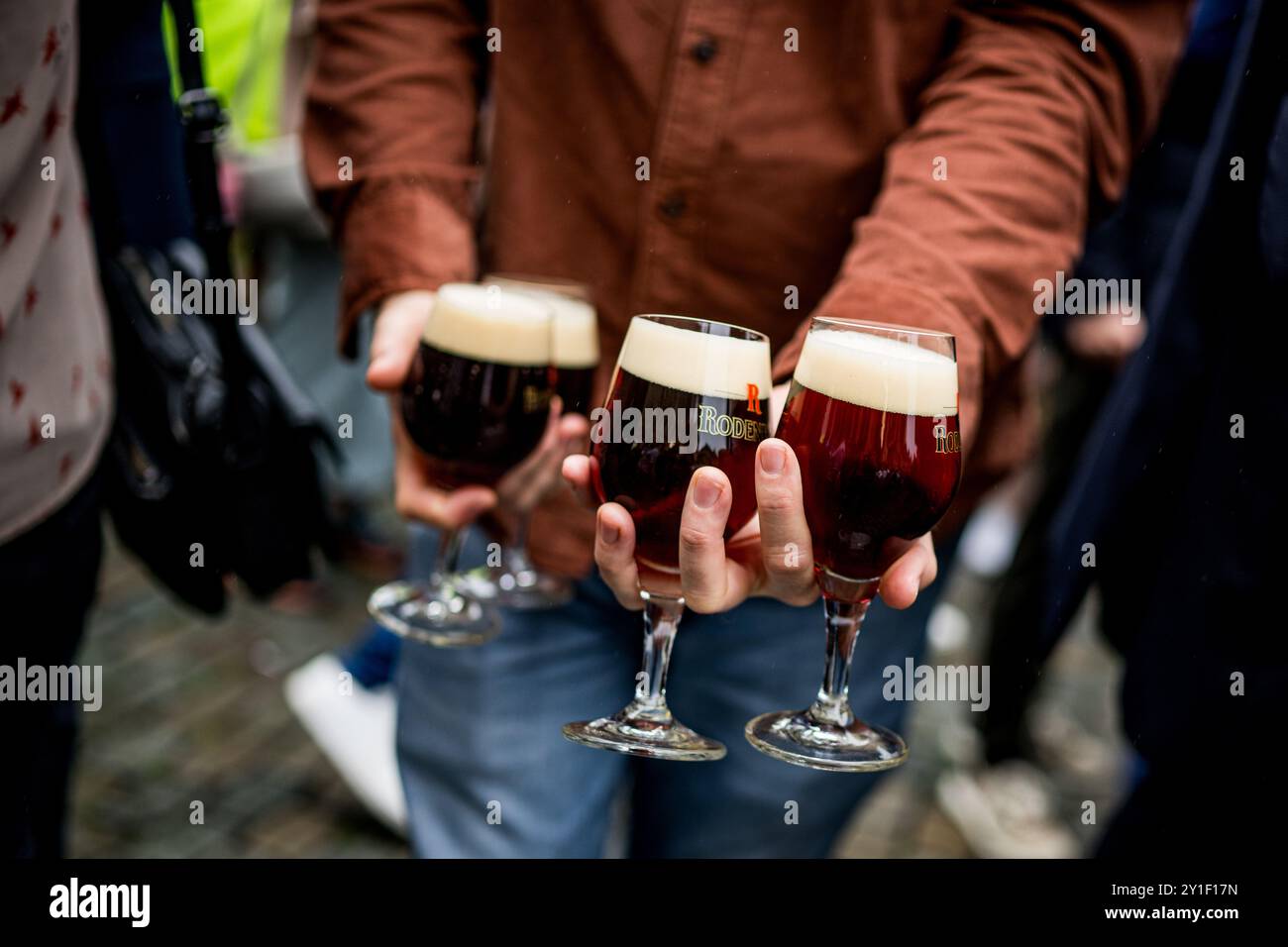 Brussels, Belgium. 06th Sep, 2024. FOCUS COVERAGE REQUESTED TO BELGA A picture shows a beer during the opening of the 'Belgian Beer Weekend 2024' beer festival at the Grote Markt - Grand-Place square in the city center of Brussels on Friday 06 September 2024. BELGA PHOTO JASPER JACOBS Credit: Belga News Agency/Alamy Live News Stock Photo