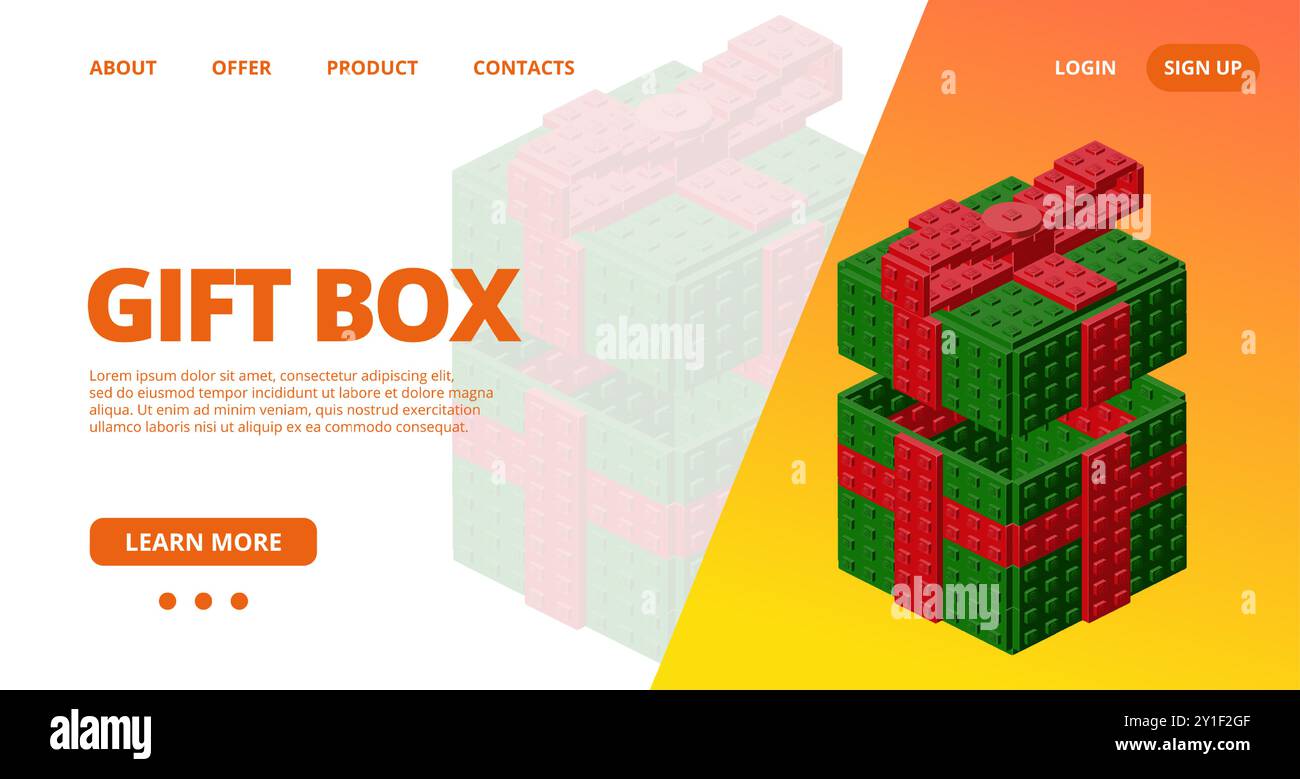 Web template with a gift box. Vector illustration Stock Vector