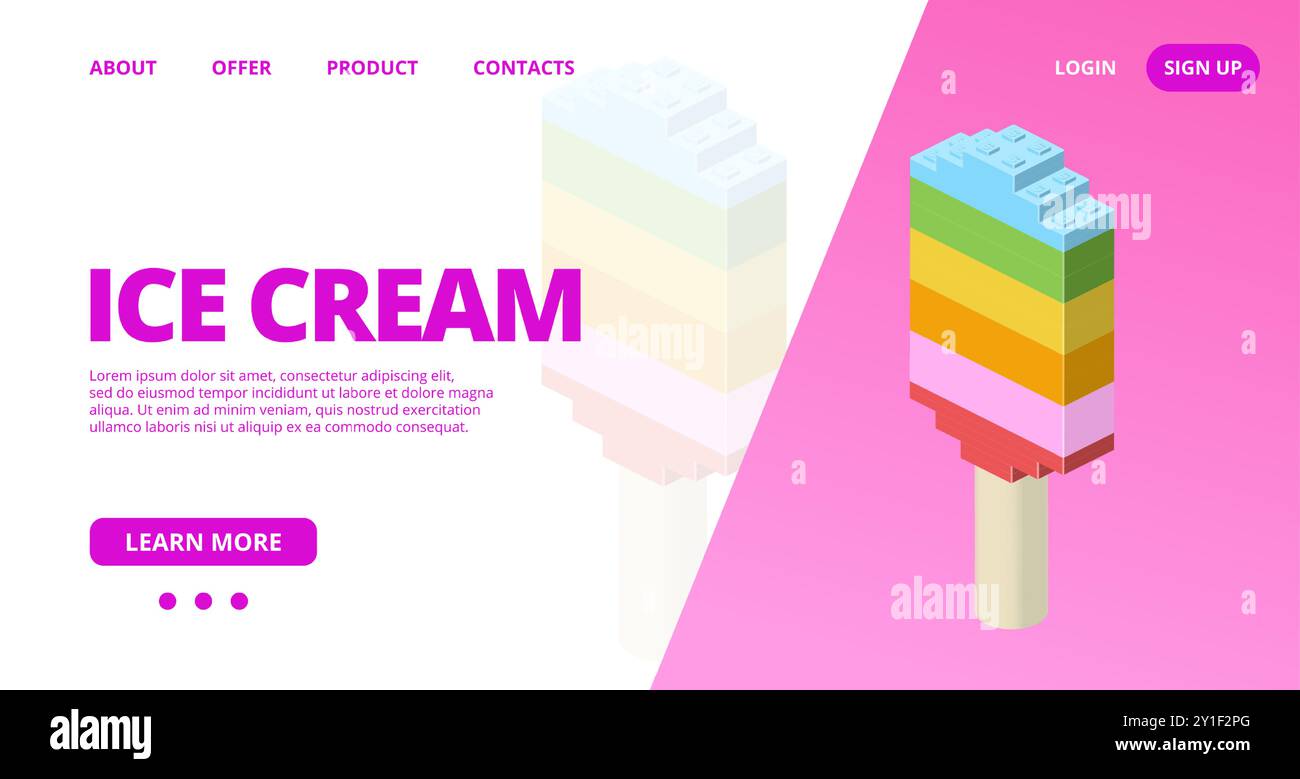 Web template with a ice cream. Vector illustration Stock Vector
