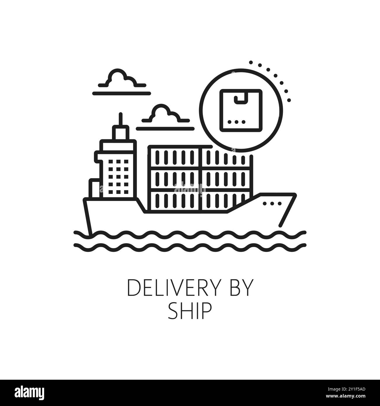 Delivery by ship line icon, logistics supply chain and shipping cargo ...