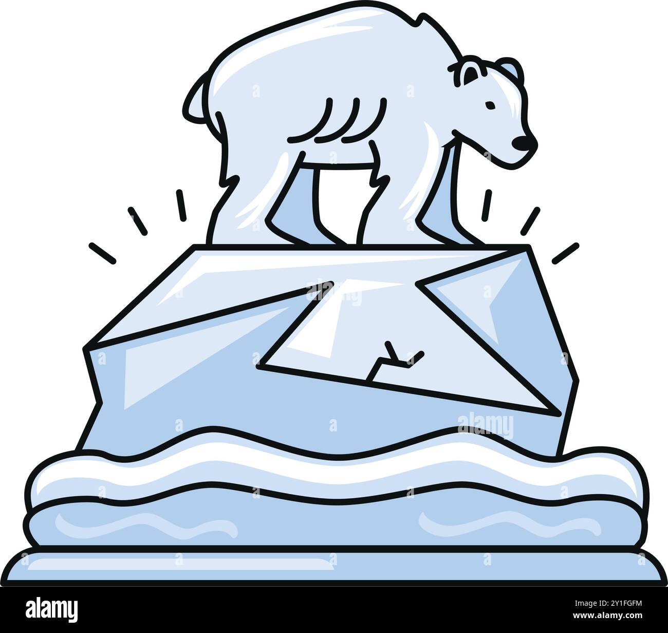climate change polar bear iceberg floating in water Stock Vector Image ...