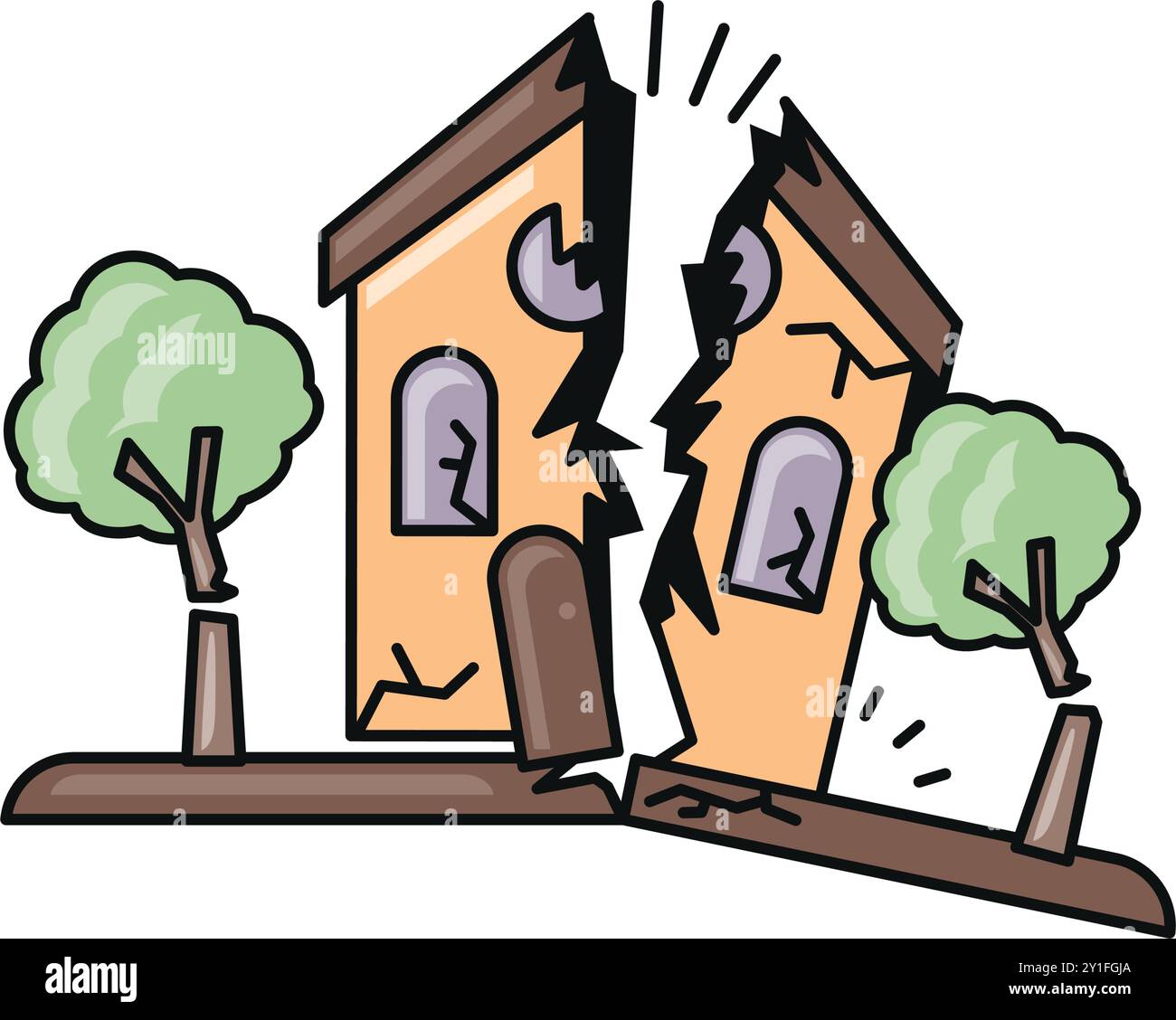earthquake destruction building and cracked the ground Stock Vector ...