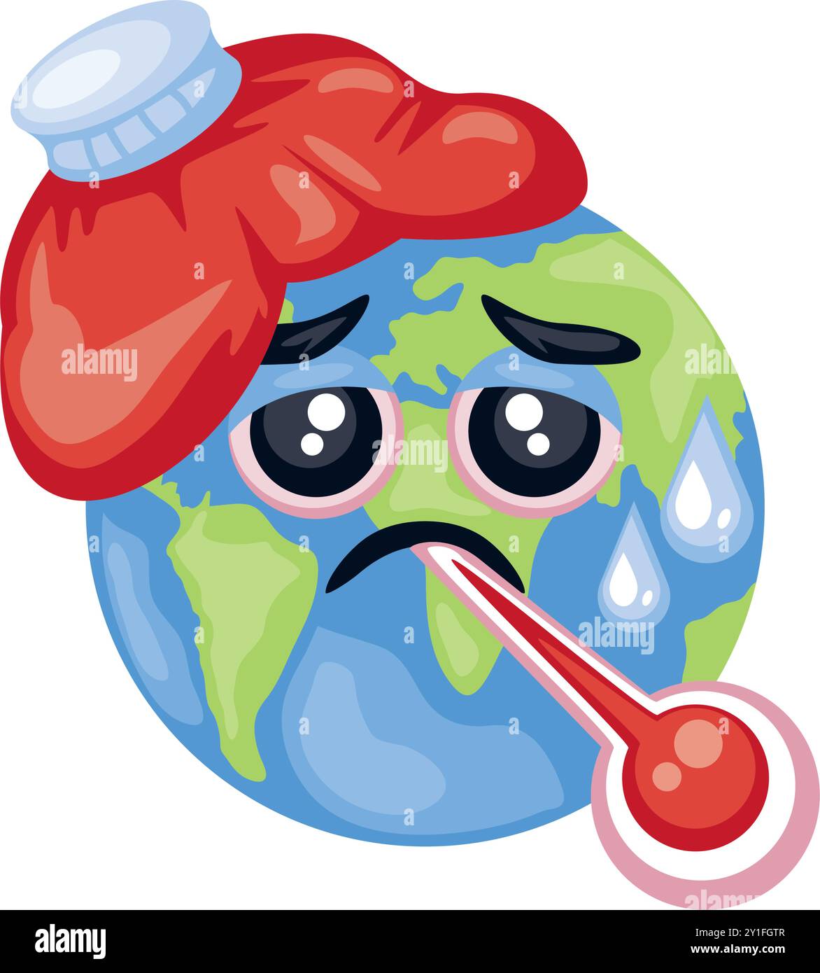 cute planet suffering from global warming Stock Vector